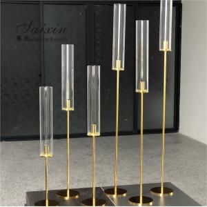 China Factory hot sale set different size thin hurricane gold candlestick candle holder for wedding table decoration factory