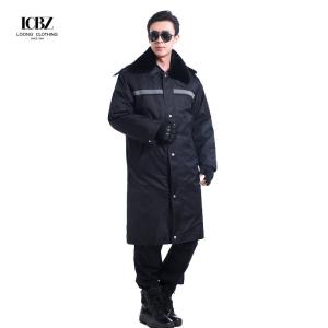 China Customized Logo Printing Black Winter Coat Security Uniform Set for Security Guards factory