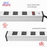 Heavy Duty Slim Multi Outlet Power Strip , 20 Outlet Grounded Multi Plug