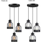 Industrial Vintage Pendant Lamps 3 X 40 W / Metal Caged Vintage Hanging Pendant