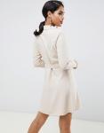 custom made fashion beige mini shirt dress with buttons