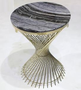 China Round Stone top polished chrome finish metal frame coffee table for hotel bedrooom and living room factory