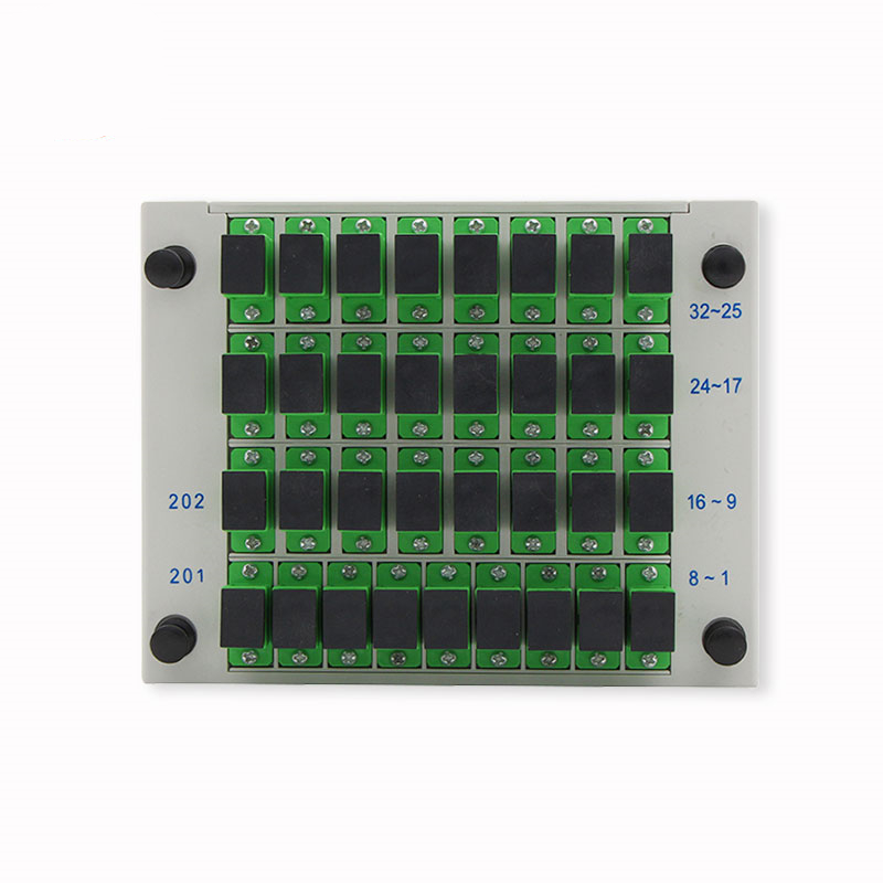 FTTH Sc Apc 1x32 Plug In Outdoor Fiber Splitter Passive Optical Coupler