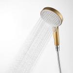 Thermostatic Bathroom Hand Shower Mixer Set Gold Style Two Way Brass