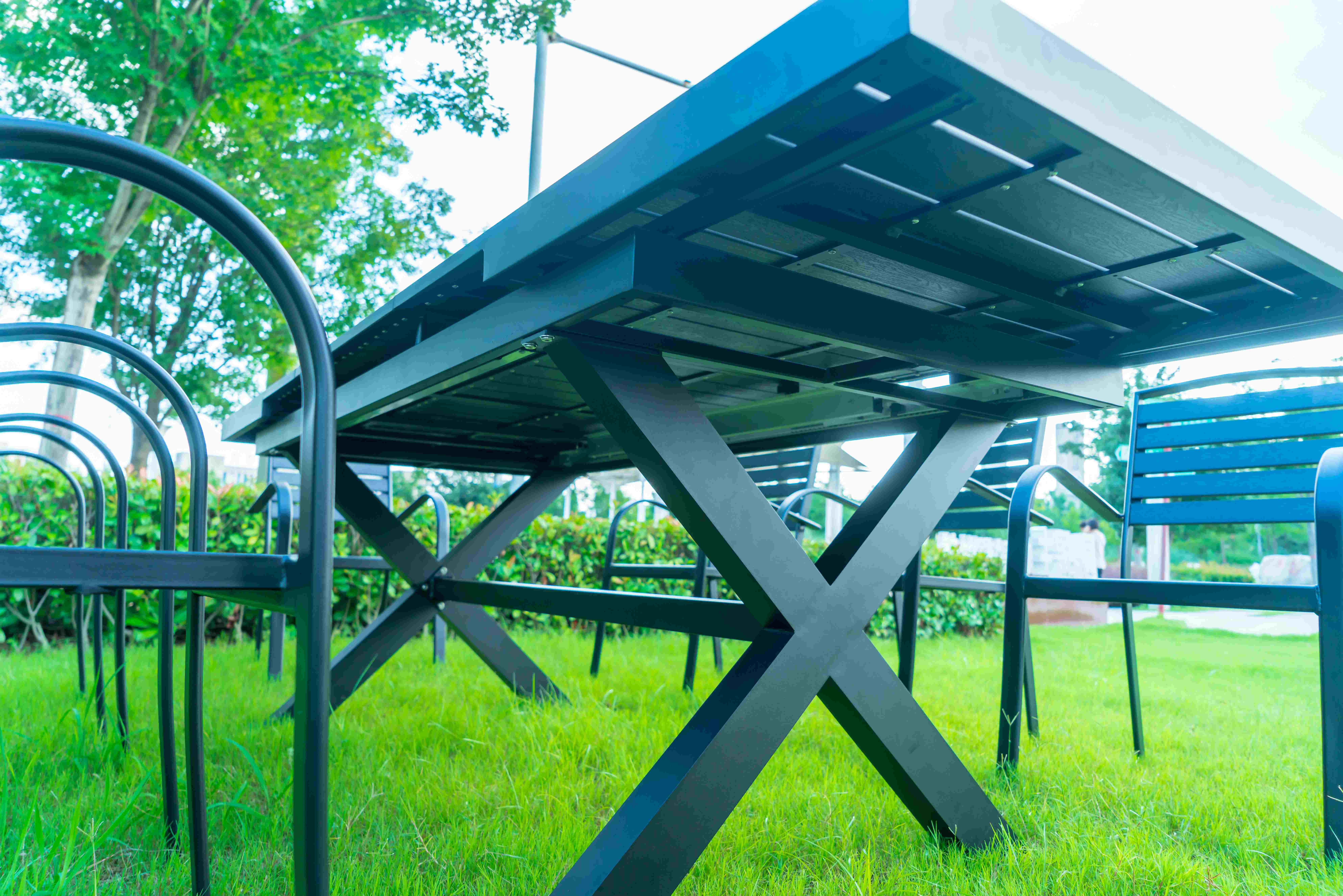 7 Pieces Extendable Modern Black Patio Restaurant 9 Piece Dining Sets Outdoor Garden Porch Aluminum Table and 8 Seater
