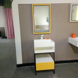 China Smooth Stone Bathroom Sink Cabinets Wood And Iron Baking factory