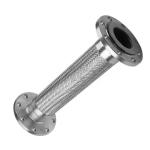Flexible Metal Corrugated Pipe with Flange Connection Silver Stainless Steel 304