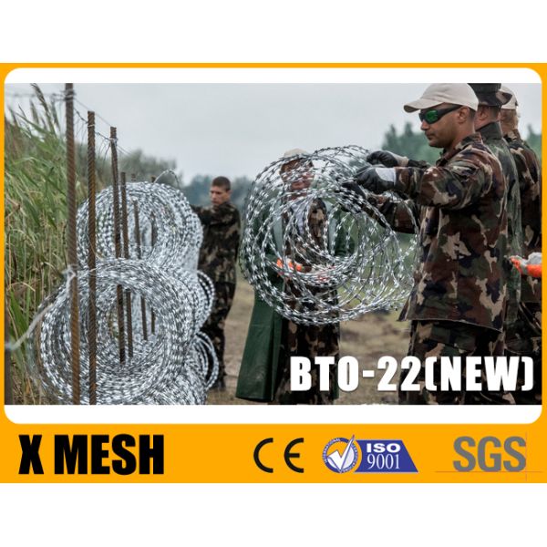 BTO 10 Type Razor Wire With Hot Galvanized High Grade Security For itary Fields