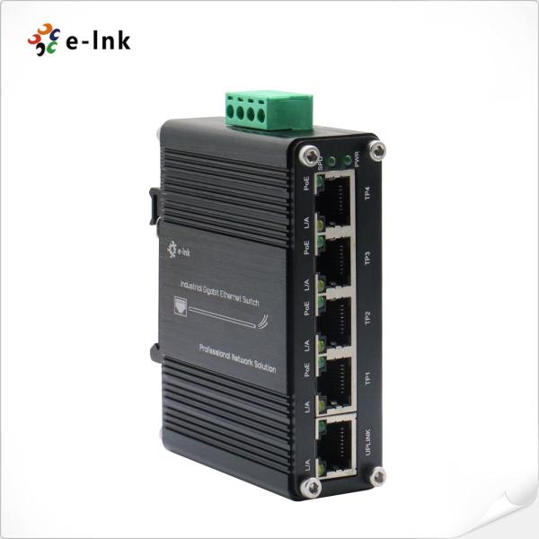 Mini Industrial 4-Port 10/100/1000BASE-T 802.3at PoE + 1-Port 10/100/1000T