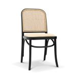 Classic Solid Wood Frame Dining Chair in Black Rattan for Living Restaurant