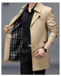 Men's Jackets Fashion Windproof Casual Slim Fit Windbreaker Long Coat With Suit