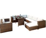 Wicker Rattan Corner Patio Set Garden Modern Home Style Furniture Brown With