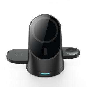 China Foldable Magnetic Wireless Charger for Watch Earphone Smart Adapter 5W 7.5W 10W 15W Black factory