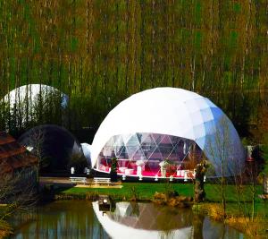 China Galvanized Steel Tube Geodesic Dome Tent Heated Eco Hotel Decoration Prefab Dome Desert Tent factory