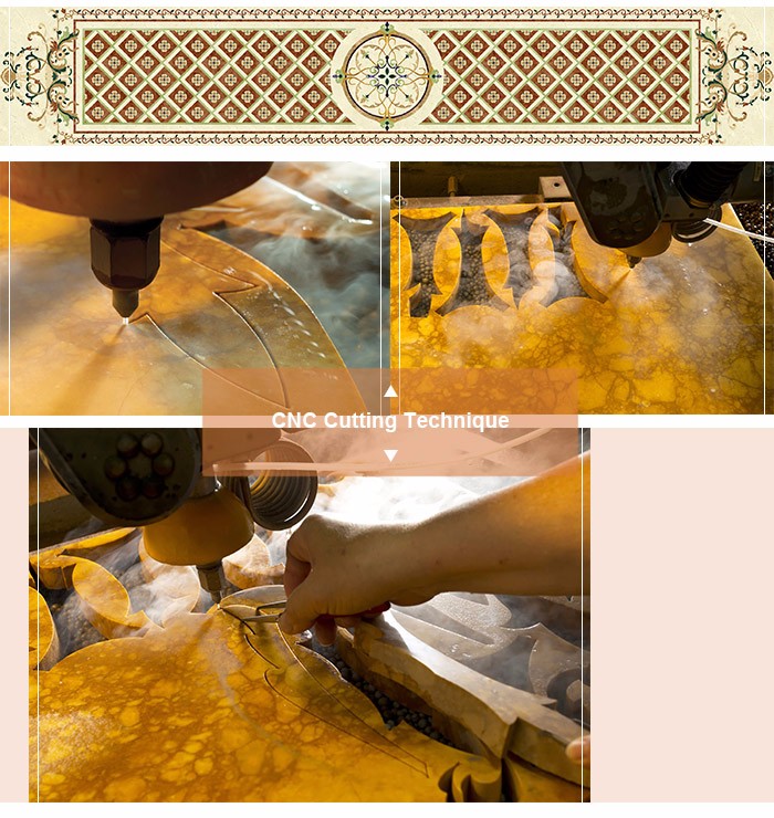 Chateau interior floor designs rectangle marble floor medallions patterns