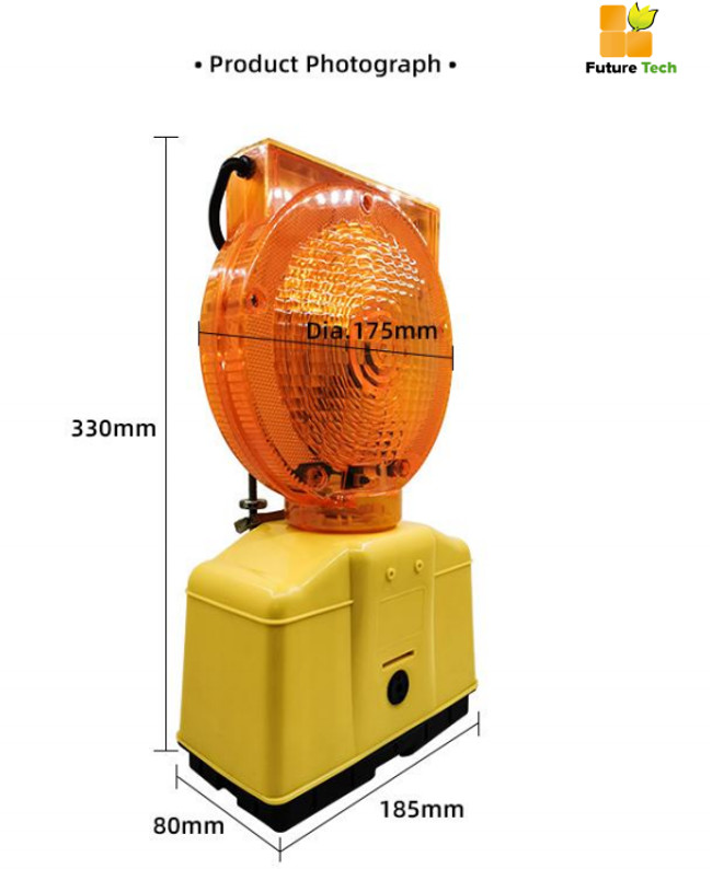 Waterproof Solar Industrial Warning Lights 2 Sided Over 1500m Visual Range 5.5 V 0.3W Solar Panel