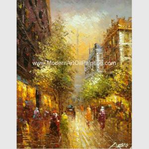 China Impressionism Paris Oil Painting Paris Street Handmade Palette Knife on Canvas factory