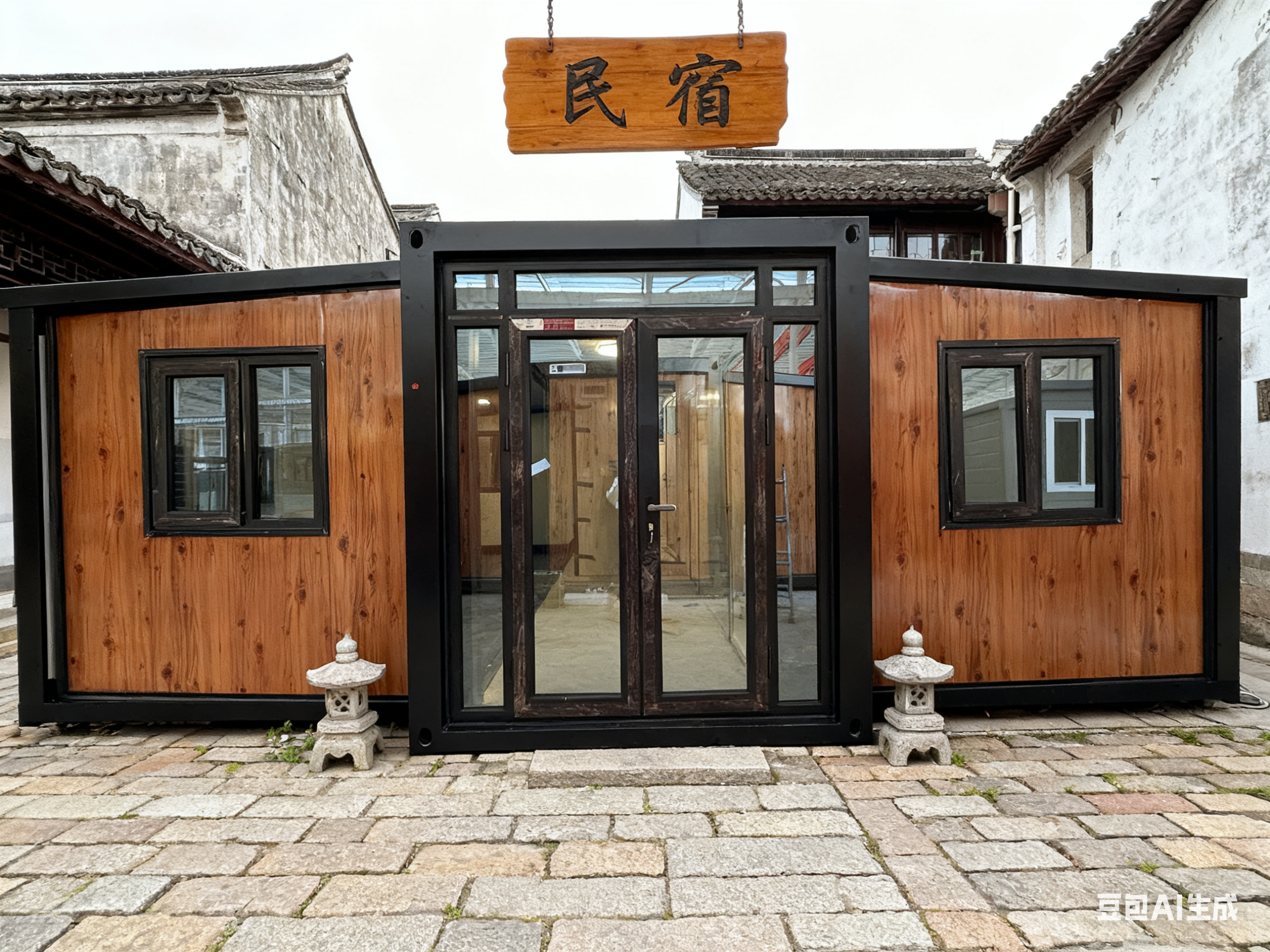 China Foldable 20ft Container with 75mm EPS Sandwich Panels 2.8 Tons Net Weight and 50mm EPS Roof for Expandable Double Wing Container House on sale