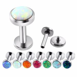China 8mm 16G Internally Threaded Jewelry G23 Titanium Opal Labret Stud factory