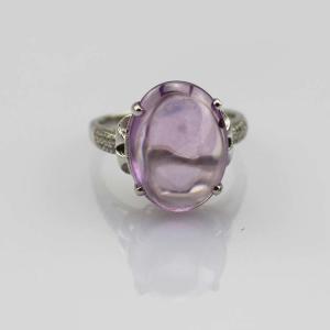 China Fashion Jewelry 925 Silver with 11mmx14mm Oval Dome Purple Cubic Zirconia Ring(R105) factory