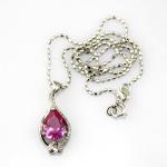 Women Jewelry 925 Silver 8mmx10mm Pear Pink Cubic Zircon Pendant(PSJ0424)