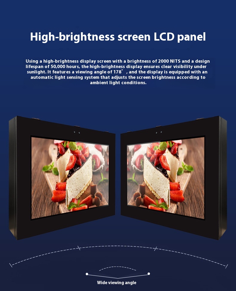 High Brightness Waterproof Lightning-Proof Outdoor Wall-Mounted Advertising Machine Sunscreen LCD Display for Outdoor Ads
