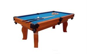 China Modern Pool Game Table Real Leather Pocket Wooden Billiard Table With Solid Wood Veneer factory