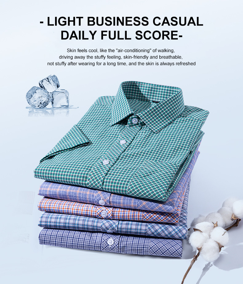 5000 Quantity Top Large Size Men's Summer Half-Sleeved Pure Cotton Casual Plaid Shirt