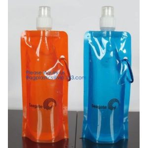 China Promotional Customized Foldable Plastic Water Bottle Bag,Fashion bpa free bottle foldable water bag 480ml bagease pack on sale
