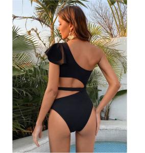 China Black Ladies One-Piece Swimsuit Stitching Gauze High Waist Sexy Bikini Women'S Swimsuit hot summer bikini modern style factory