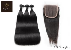 China PenguBoom 12a Human Hair Bundles And Closure 16 18 20 Inch Straight Hair factory