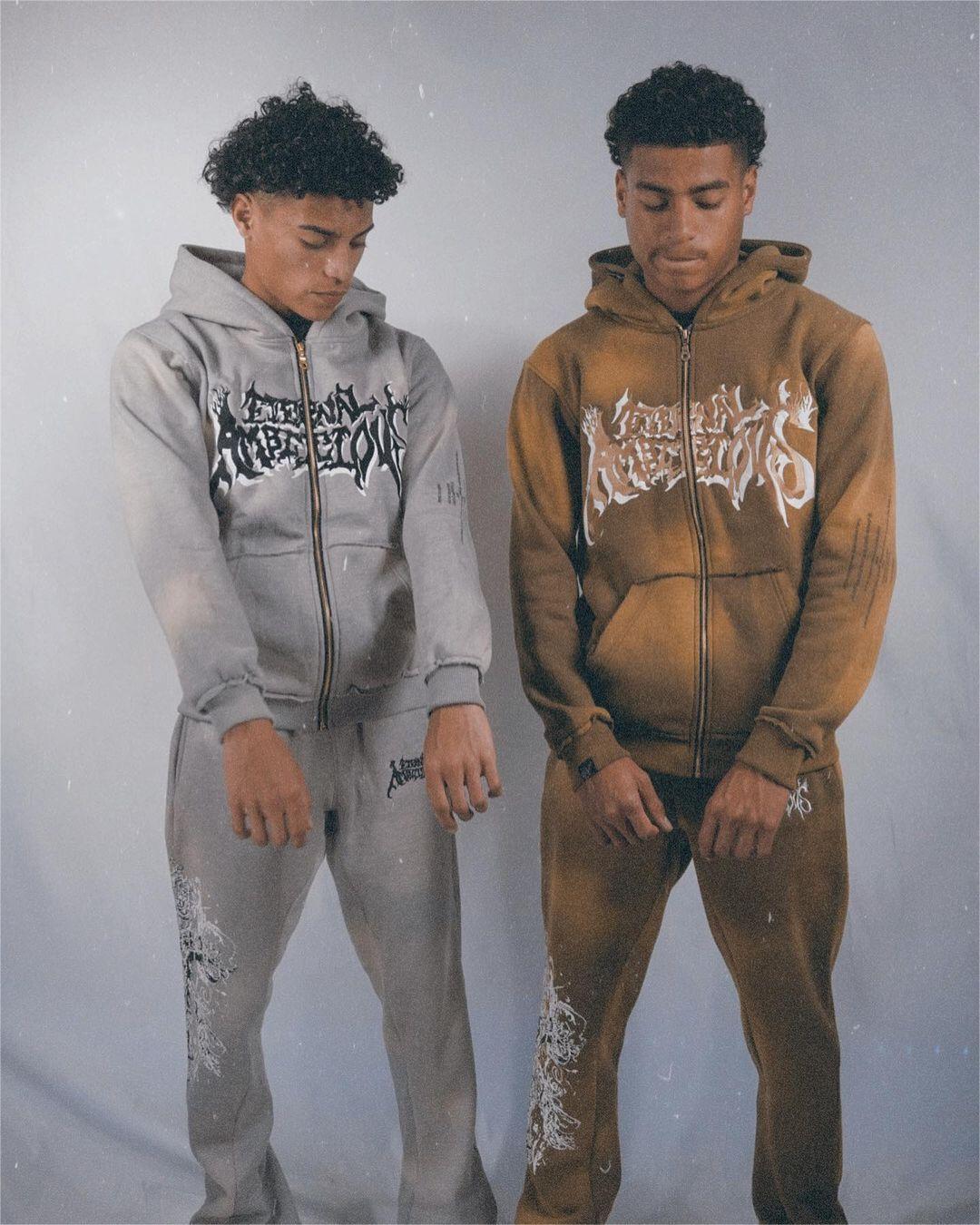 Customized Streetwear Zipper Zip Up Hoodies and Flared Sweatpants Set in Vintage Style