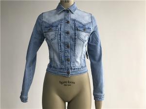 China Popular Light Wash Denim Jacket / Button Through Trucker Jacket TW76366 factory
