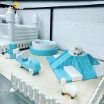 White Blue Inflatable Soft Play Equipment Wedding Bounce House Bouncy Castle
