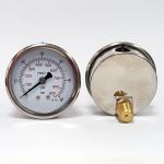 63mm Liquid Filled Pressure Gauge Dual Scale Brass Wetted Parts Manometer 60 Bar