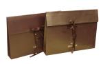 Shining Brown Recycle Paper Carrier Bag Gold Foil Stamped Logo , Ribbon Closure