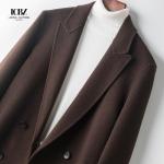 Autumn Winter Men's Wool Overcoat Solid Color Double Collar Peacoat for Cold