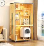 Multi Function Wood Pet Furniture Multilayer Wooden Cat Villa With Climbing