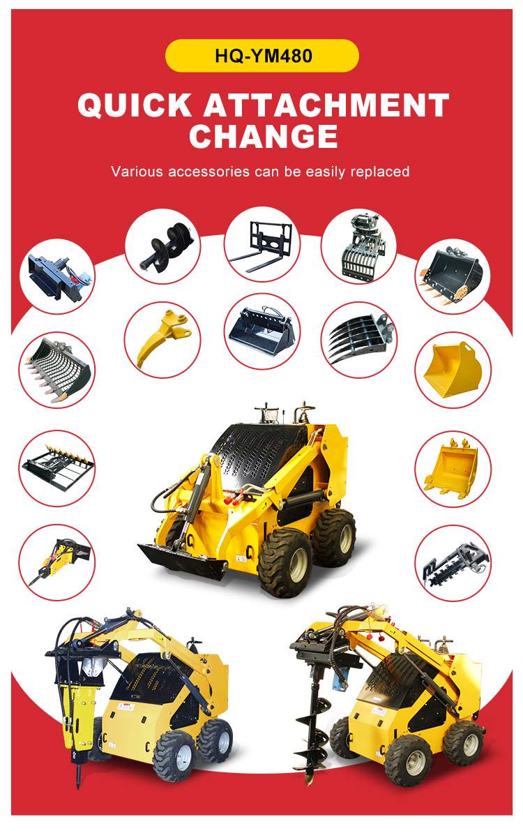 Small Agriculture Machinery Mini Digger Wheel Type Mini Skid Steer with Stratton Engine