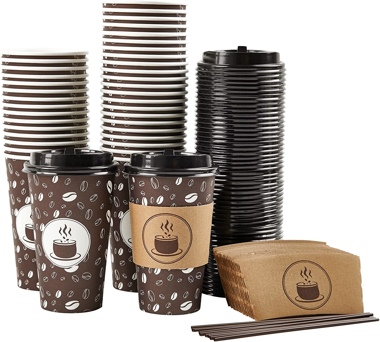 China Sugarcane Bagasse Eco Friendly Disposable Coffee Cups 16Oz With Lid on sale