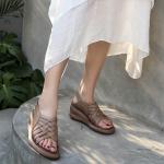 S499 Women'S Shoes 2020 Summer Simple All-Match Sandals Leather Velcro Thick