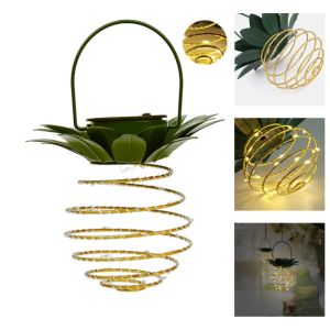 Wrought Iron 22CM 0.06W Hanging Pineapple Solar Lantern