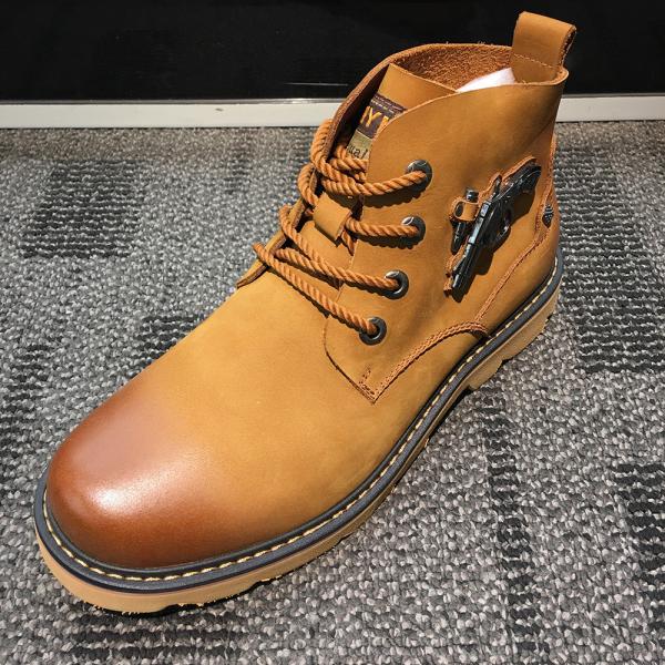 OEM Mens Leather Casual Boots For Motorcycle , Platforms Heel High Top Slip On