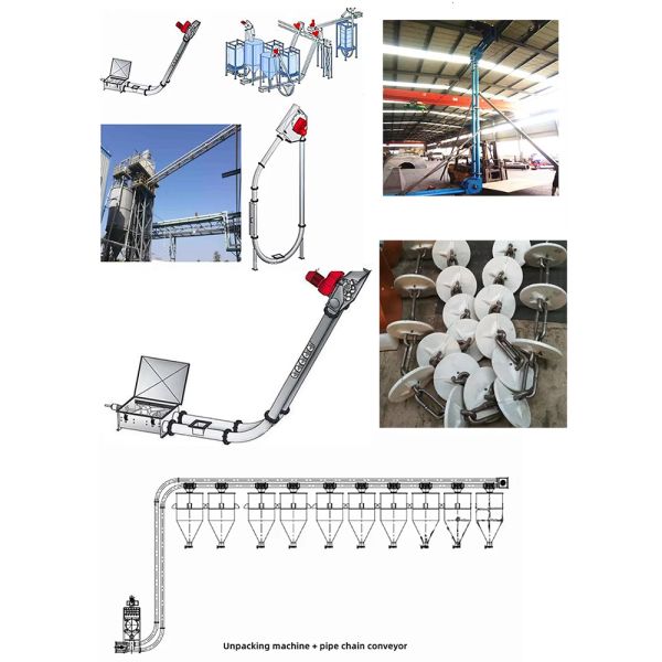 Customized stainless steel tube chain conveyors are suitable for grain, fertilizer, and feed transportation in space-saving applications.