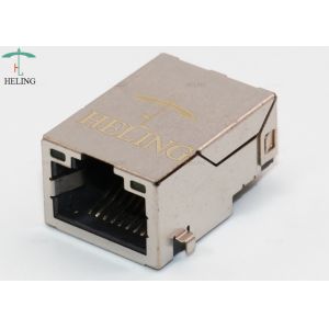 Tab Up Latch SMT RJ45 1000Base TX Connector With Built In LED