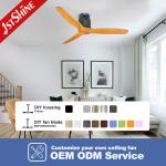 Powerful Electric Metal Ceiling Fan with Fancy Wood Blades Light and Remote