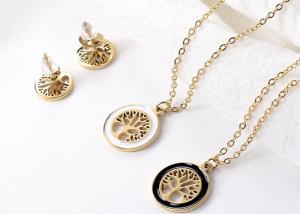 China Life Tree set Gold necklace 18k stainless steel earning popular accessories Spot Titanium steel set earrings wholesale factory