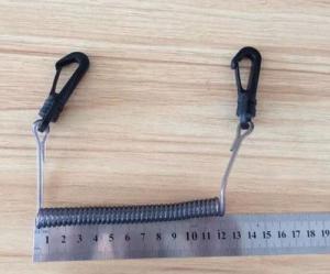 China Transparent black PU coated wire coiled lanyard anti-lost tether plastic snap hooks 2pcs factory