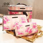Flower Printing Zipper Closure Lipstick Travel Toiletry Bag