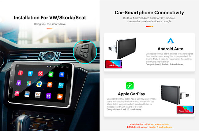 RDS Android 10 Inch Car Stereo Single Din Head Unit With Screen GPS Wifi